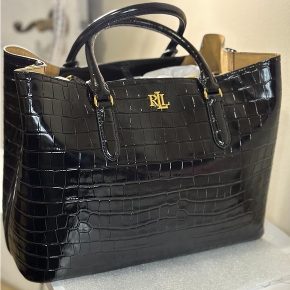 Lauren, Ralph Lauren Embossed Leather Large Marcy Satchel bag - Picture 2 of 6